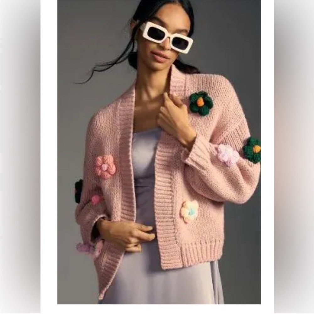 Maeve by Anthropologie; The Susannah 3D Flower Cardigan Sweater NWOT
